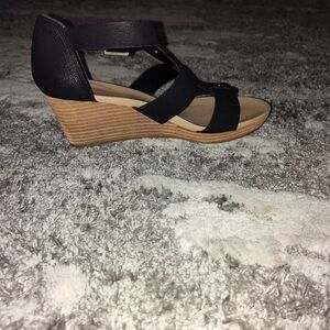 Black wedge Dr Scholl's sandals